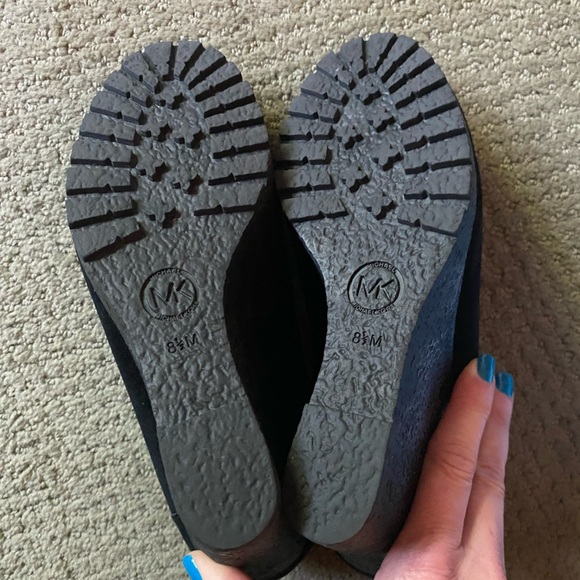 MICHAEL KORS worn once in box! Black suede loafer wedges. Sz 8.5. - Picture 7 of 10